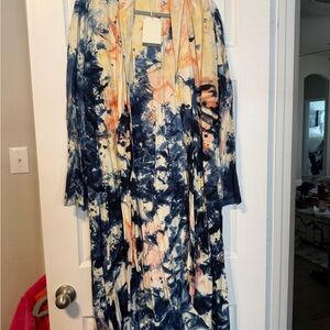 Wonderly Blue and Orange Tie-Dye Dress